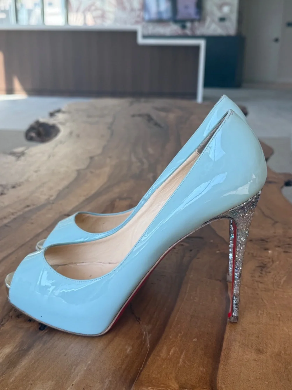 Blue Christian Louboutin Heels 41 Womens